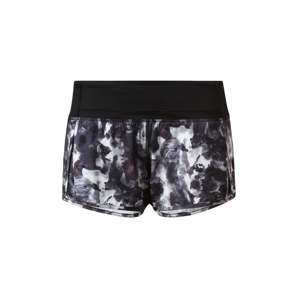 Lululemon‎ Run Times Short Mini Obscured Black Dusty Mauve Floral Size 8